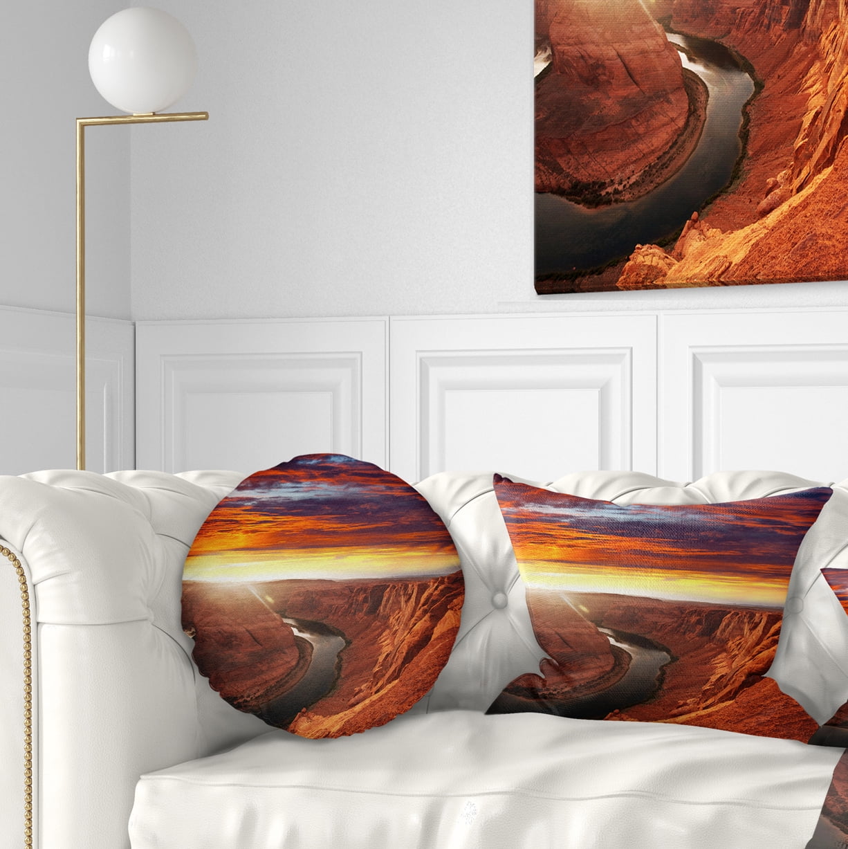 Designart Horse Shoe Bend under Sunset Sky - Landscape Printed Throw Pillow - 12x20