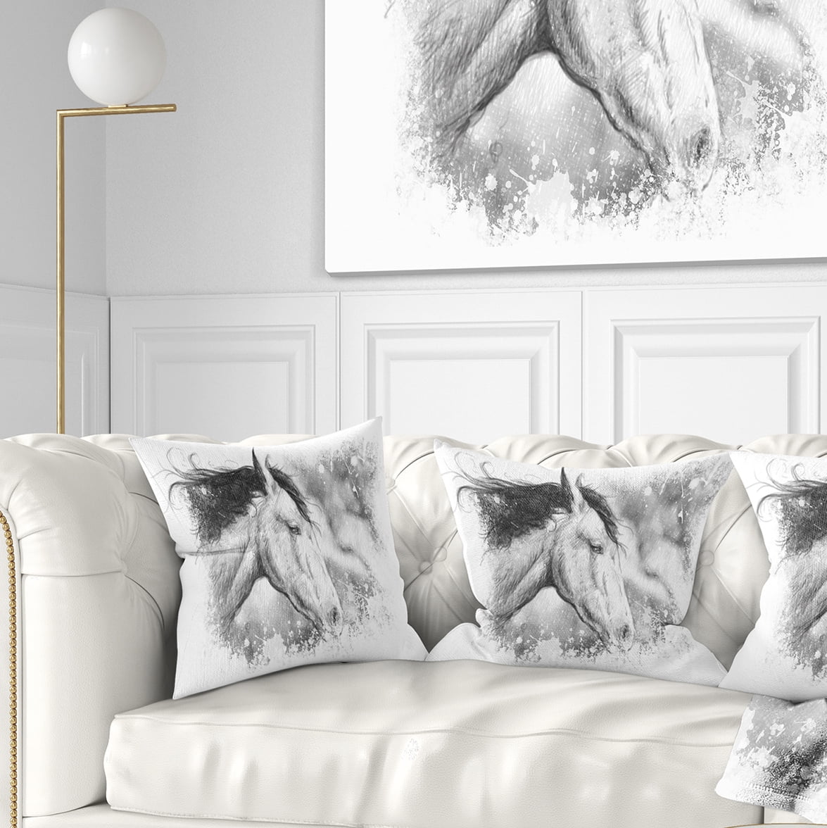 Designart Horse Tattoo Art - Animal Throw Pillow - 16x16