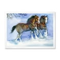thumbnail image 1 of Designart 'Horses Running In Winter On Blue' Farmhouse Framed Art Print, 1 of 4
