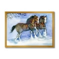 thumbnail image 1 of Designart 'Horses Running In Winter On Blue' Farmhouse Framed Art Print, 1 of 4