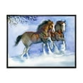 thumbnail image 1 of Designart 'Horses Running In Winter On Blue' Farmhouse Framed Canvas Wall Art Print, 1 of 5