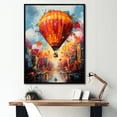 thumbnail image 1 of Designart "Hot Air Balloon Bliss In Street Art" Hot Air Balloon Floater Framed Wall Decor, 1 of 5