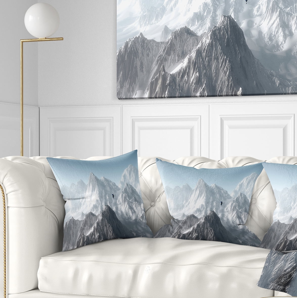 Designart Hot Air Balloon Flying - Landscape Photography Throw Pillow - 18x18