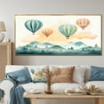 thumbnail image 1 of Designart "Hot Air Balloon Harmony Green and Red Watercolor IV" Extra Large Transportation Framed Wall Art - Modern Green Hot Air Balloon Hallway Framed Wall Art Decor, 1 of 7