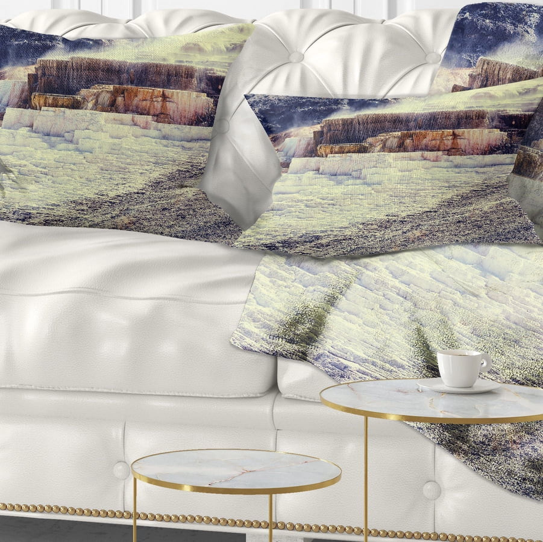 Designart Hot Springs in Yellowstone - Seascape Throw Pillow - 12x20