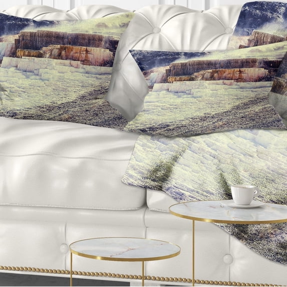 Designart Hot Springs in Yellowstone - Seascape Throw Pillow - 12x20
