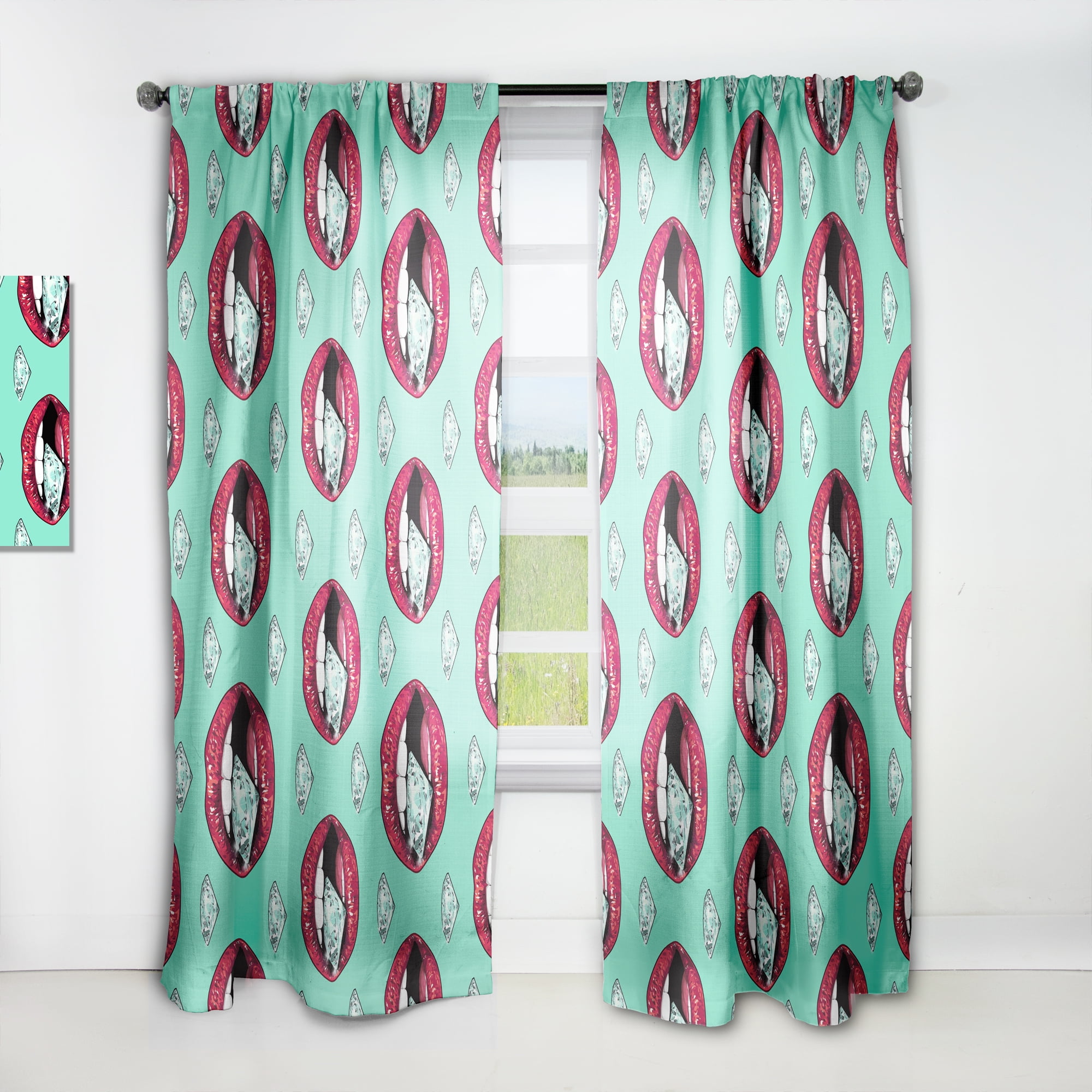Designart 'Hot Woman Lips Collage' Modern & Contemporary Curtain Panel