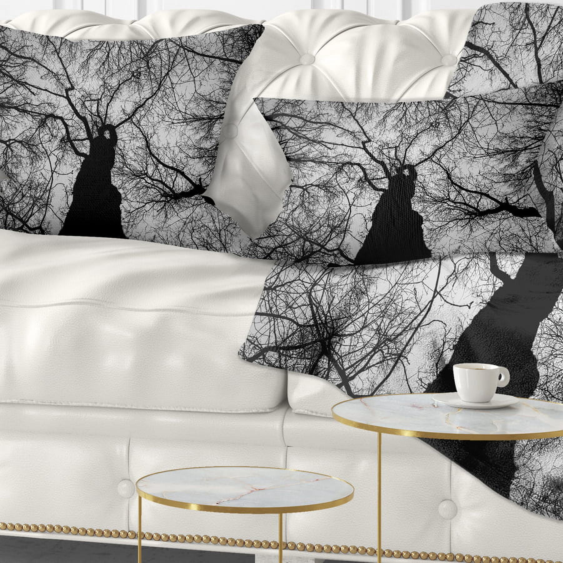 Designart Hoto of Winter Branches - Landscape Printed Throw Pillow - 12x20
