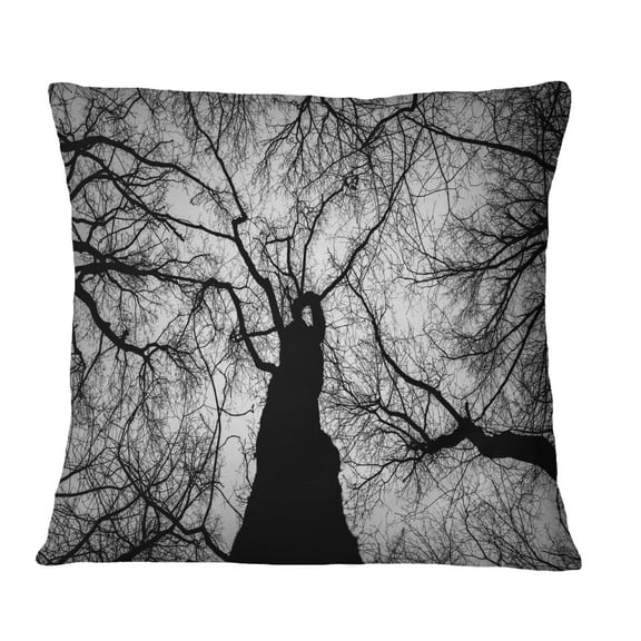 Designart Hoto of Winter Branches - Landscape Printed Throw Pillow - 18x18