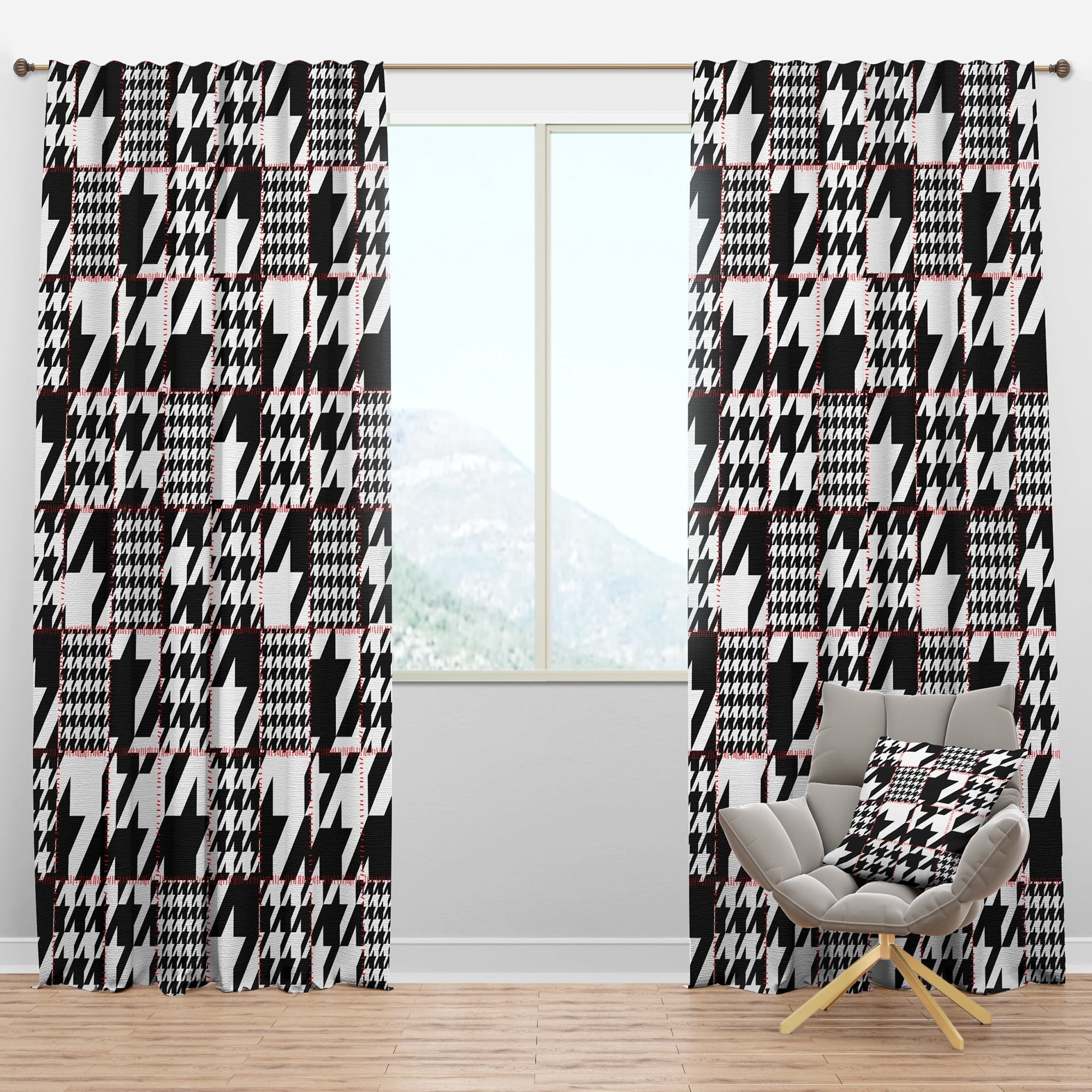 Designart 'Houndstooth Classic Pattern' Mid-Century Modern Blackout Curtain Panel
