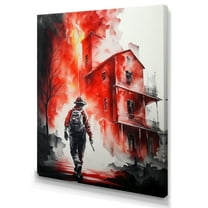 Designart House On Fire Canvas Wall Art