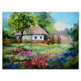 thumbnail image 1 of Designart ' House With Blossoming Flowers On The Mountain I ' Traditional Canvas Wall Art Print, 1 of 4
