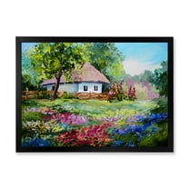 Designart 'House With Blossoming Flowers On The Mountain I' Traditional Framed Art Print