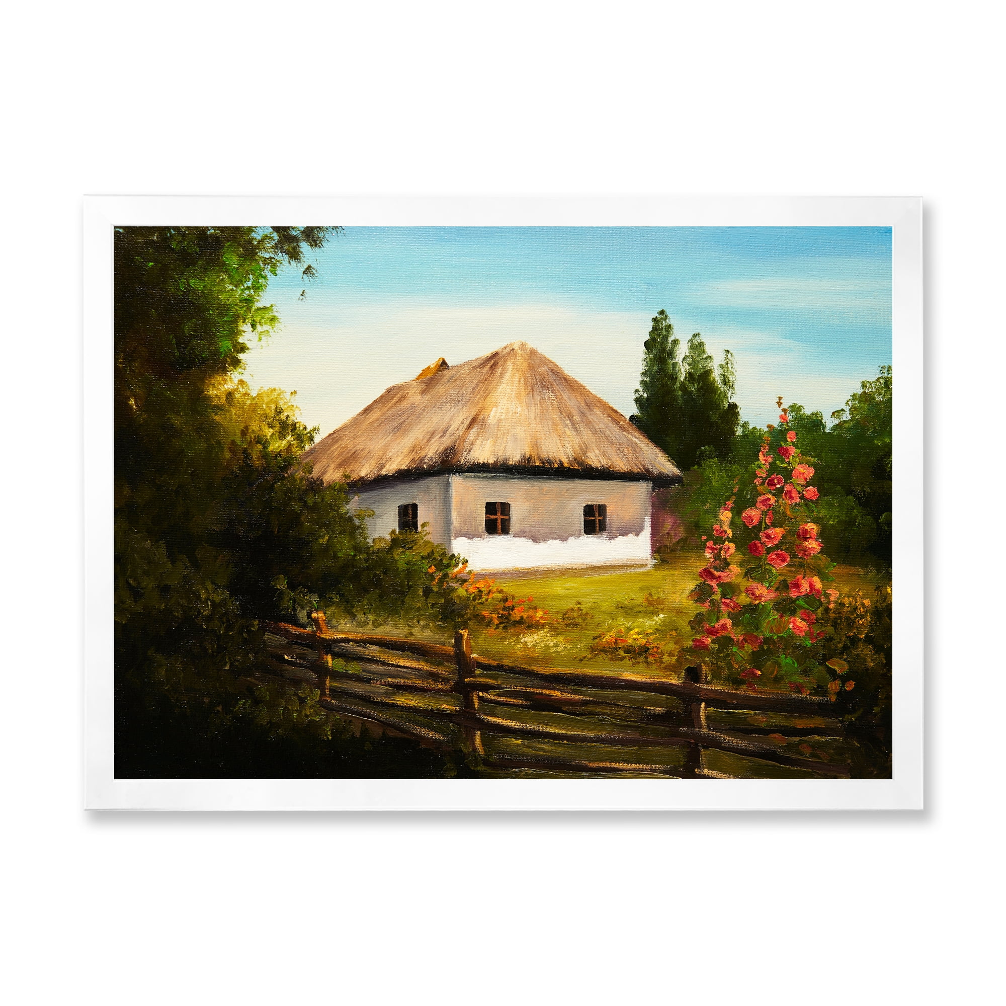 Designart 'House With Blossoming Flowers On The Mountain II' Traditional Framed Art Print