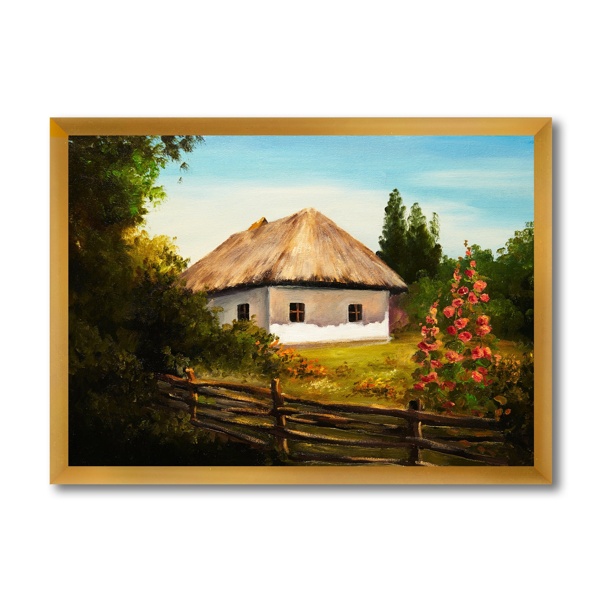 Designart 'House With Blossoming Flowers On The Mountain II' Traditional Framed Art Print