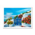 thumbnail image 1 of Designart 'House With Colorful Flowers Near The Sea III' Nautical & Coastal Framed Art Print, 1 of 4