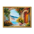 thumbnail image 1 of Designart 'House With Colorful Flowers Near The Sea Summer Season' Nautical & Coastal Framed Art Print, 1 of 4