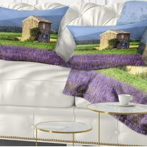 Designart House in the Lavender Field - Landscape Printed Throw Pillow - 12x20