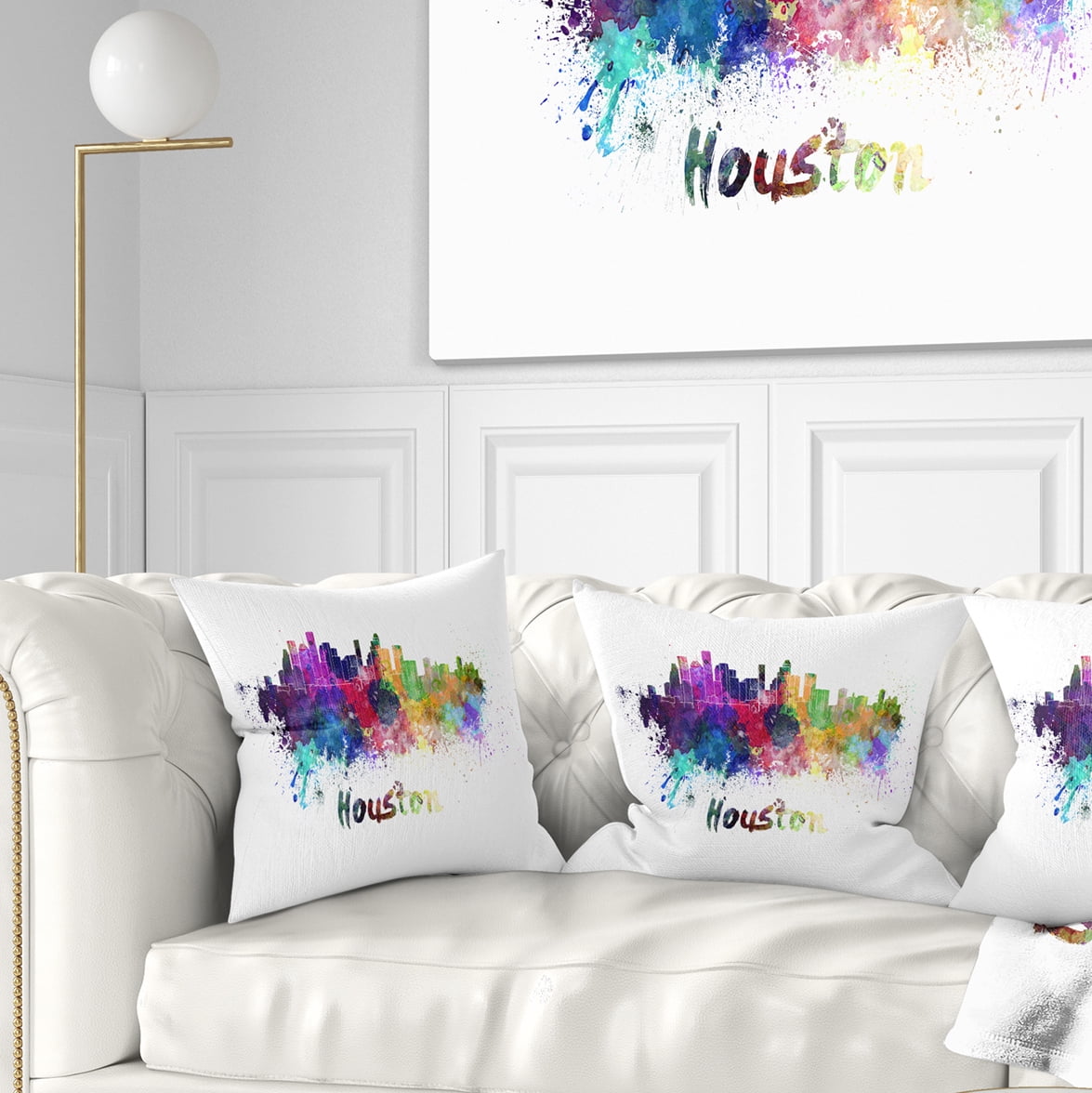 Designart Houston Skyline - Cityscape Throw Pillow - 18x18