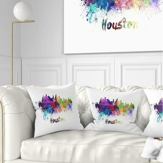Designart Houston Skyline - Cityscape Throw Pillow - 18x18