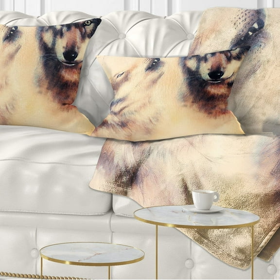 Designart Howling Wolf - Animal Throw Pillow - 12x20