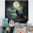 thumbnail image 1 of Designart "Howling Wolf Beneath the Moon II" Fashion Wall Art - Glam Blue Fashion Bitcoin Entryway Wall Art, 1 of 6