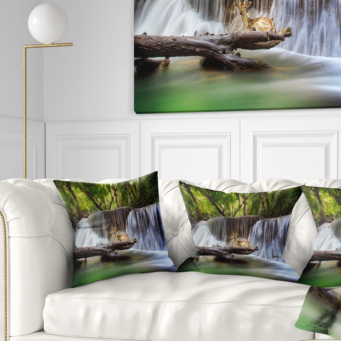 Designart Huai Mae Kamin Waterfall Photo - Abstract Throw Pillow - 16x16