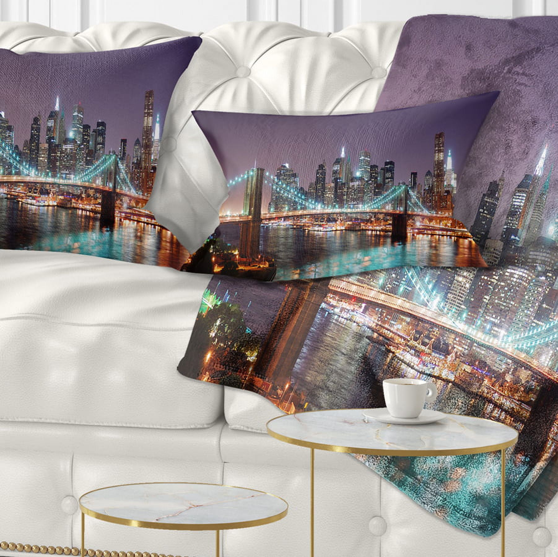 Designart Hudson River Panoramic View - Landscape Photography Throw Pillow - 12x20