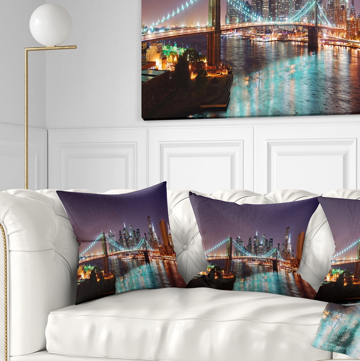 Designart Hudson River Panoramic View - Landscape Photography Throw Pillow - 16x16