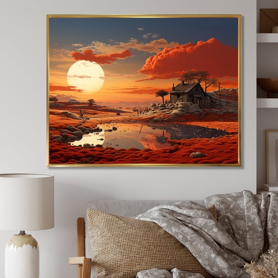Designart "Hues Of Dreamy Farmlands I" Farm Floater Framed Canvas Wall Art