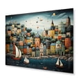 thumbnail image 1 of Designart "Hues of Harbor Dreams by the Coast" Port Landscape Metal Art Living Room, 1 of 5