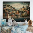 thumbnail image 1 of Designart "Hues of Harbor Dreams by the Coast" Port Landscape Print on Natural Pine Wood, 1 of 5