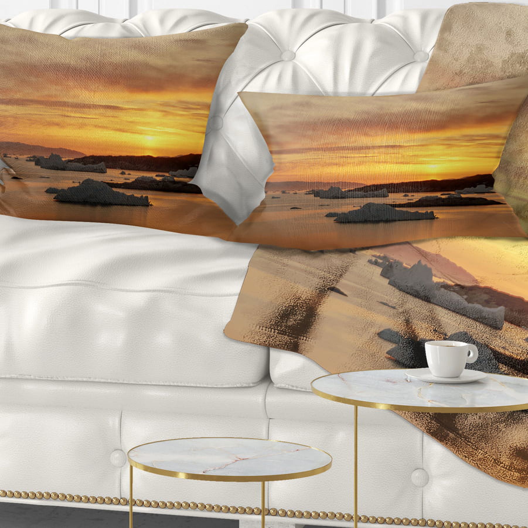Designart Huge Icebergs on Arctic Ocean - Seascape Throw Pillow - 12x20