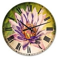 thumbnail image 1 of Designart 'Huge Purple Lotus on Green Background' Traditional wall clock, 1 of 3