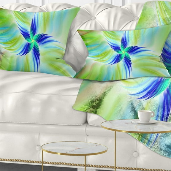 Designart Huge Rotating Green Flower - Floral Throw Pillow - 12x20
