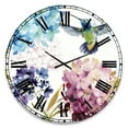 thumbnail image 1 of Designart 'Humming bird Blue Cottage Flower' Farmhouse wall clock, 1 of 3