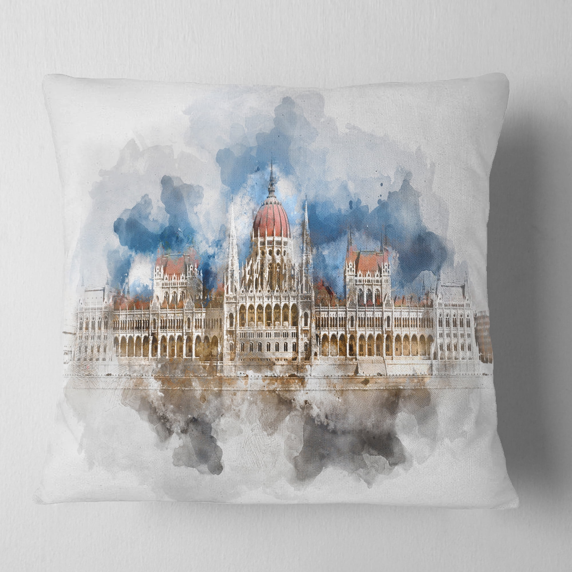 Designart Hungarian Parliament Building - Throw Pillow - 18x18