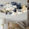 thumbnail image 1 of Designart "Hydrangea Blooms Heaven in White and Gold I" Floral Art Living Room Set, 1 of 5
