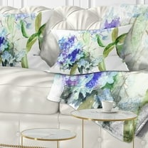 Designart Hydrangea Blue Flowers - Floral Throw Pillow - 12x20