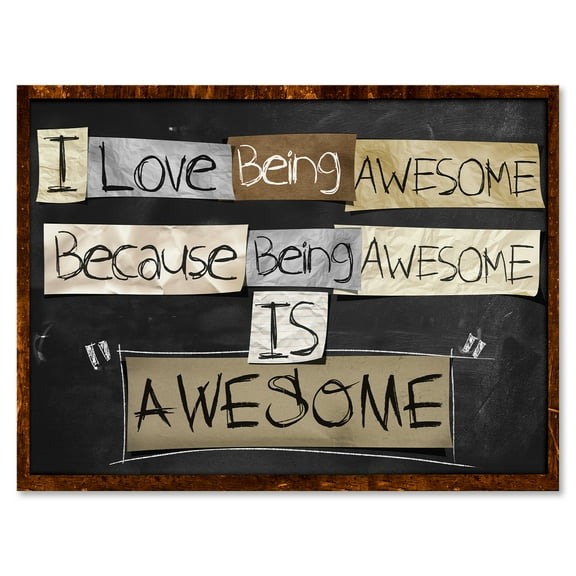 Designart ' I Love Being Awesome School Quotes ' Rustic Canvas Wall Art Print
