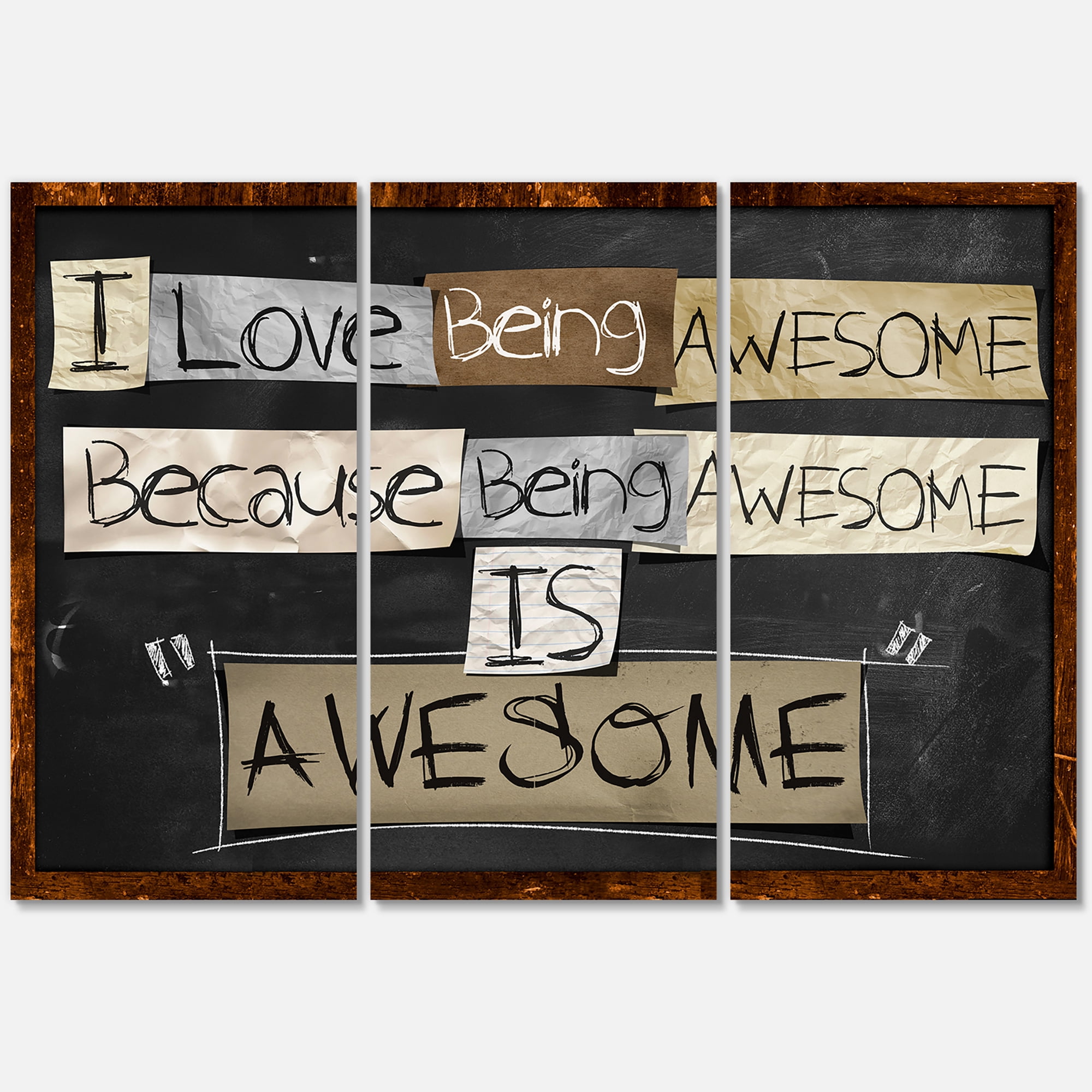 Designart ' I Love Being Awesome School Quotes ' Rustic Canvas Wall Art Print