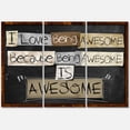 thumbnail image 1 of Designart ' I Love Being Awesome School Quotes ' Rustic Canvas Wall Art Print, 1 of 3