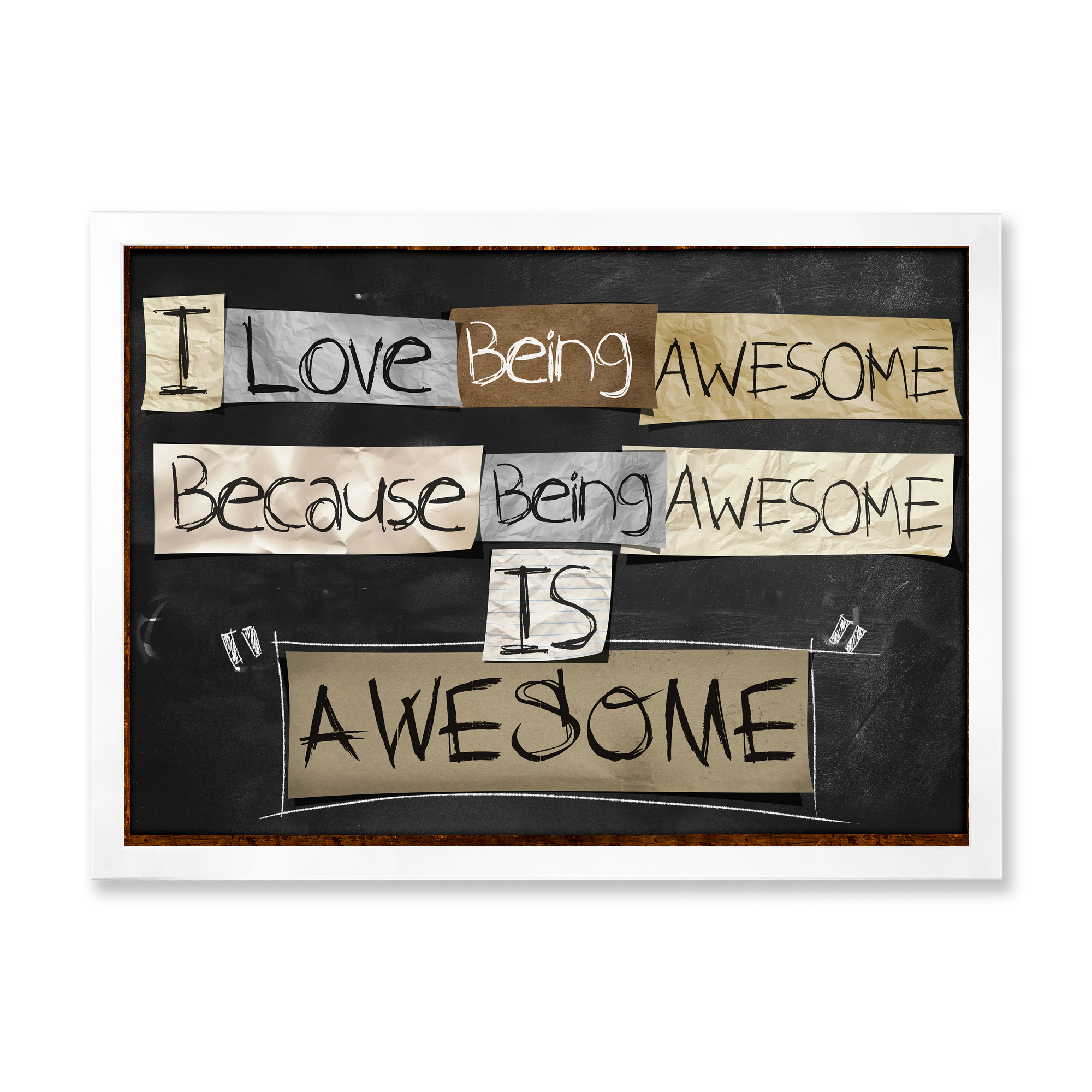 Designart 'I Love Being Awesome School Quotes' Rustic Framed Art Print