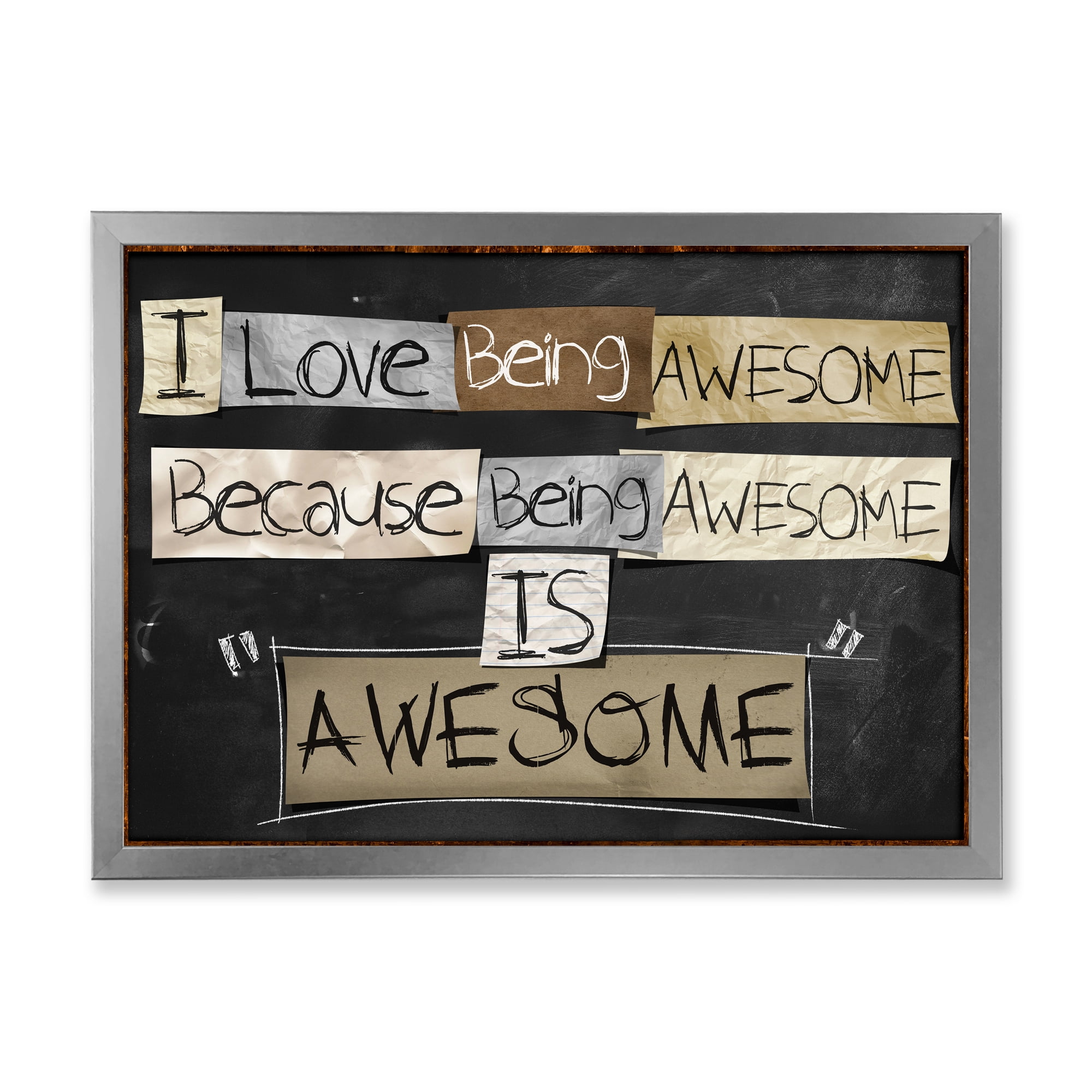 Designart 'I Love Being Awesome School Quotes' Rustic Framed Art Print