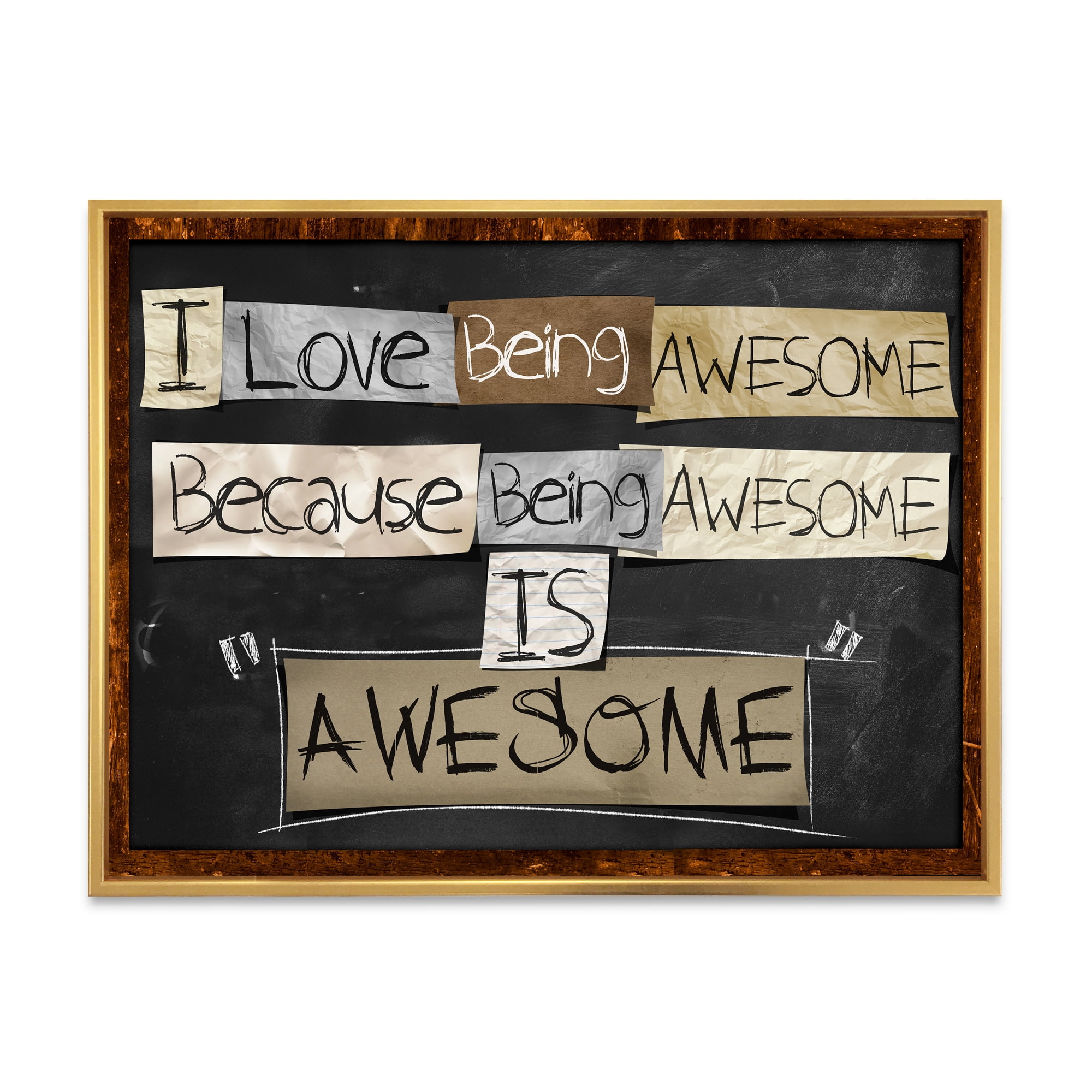 Designart 'I Love Being Awesome School Quotes' Rustic Framed Canvas Wall Art Print
