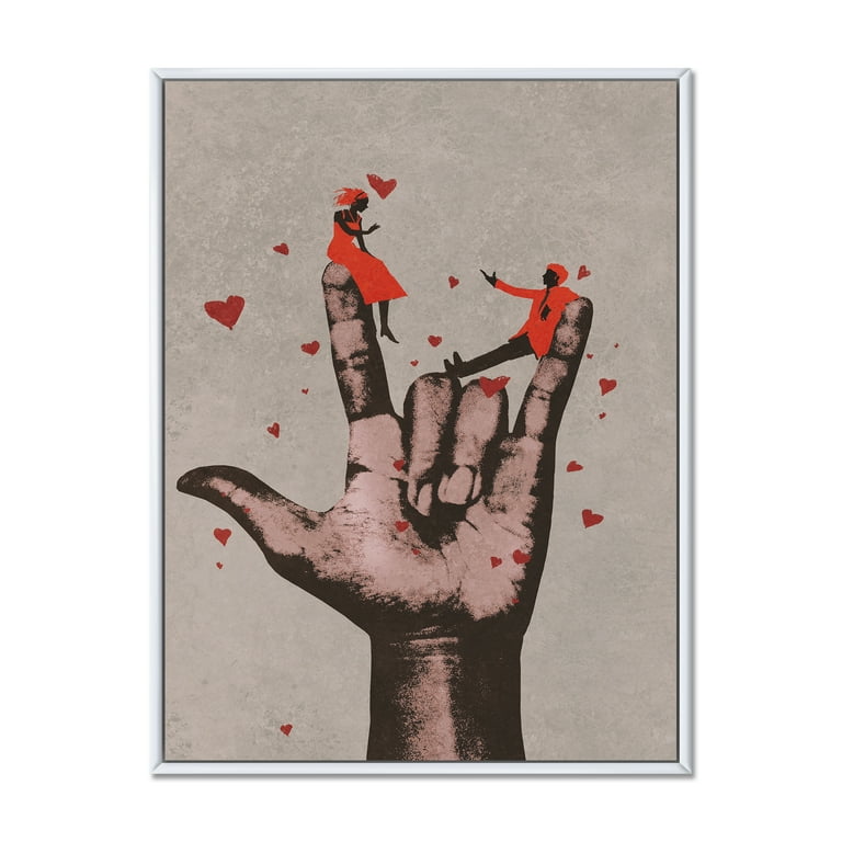 Designart 'I Love You Hand Sign With Romantic Couple' Modern