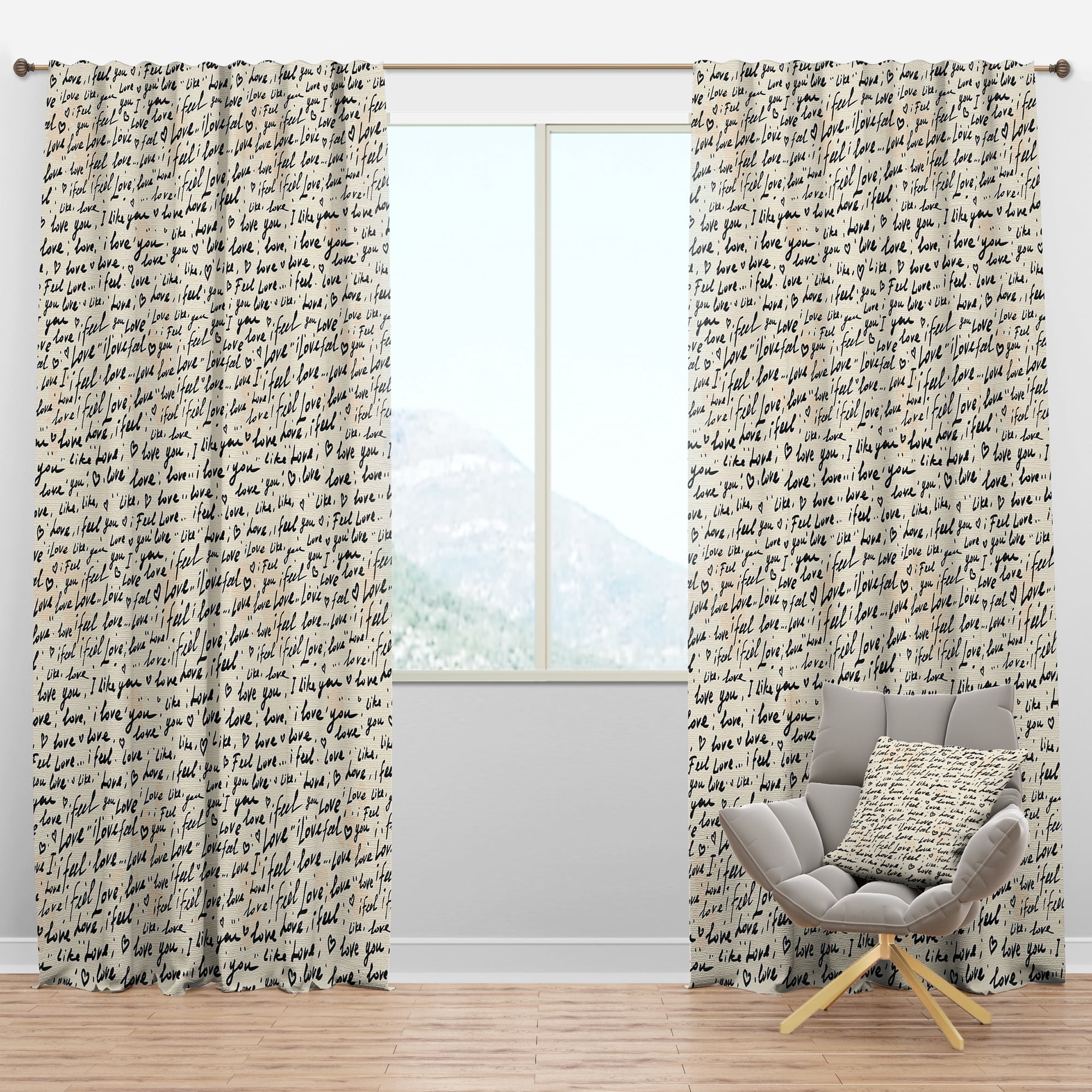 Designart 'I feel LOVE Pattern' Eclectic Blackout Curtain Panel