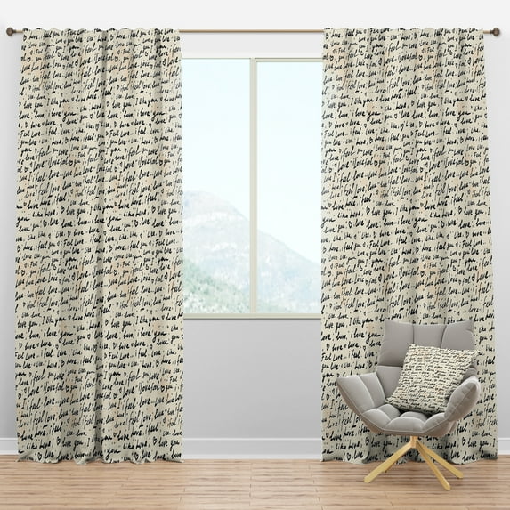 Designart 'I feel LOVE Pattern' Eclectic Blackout Curtain Panel