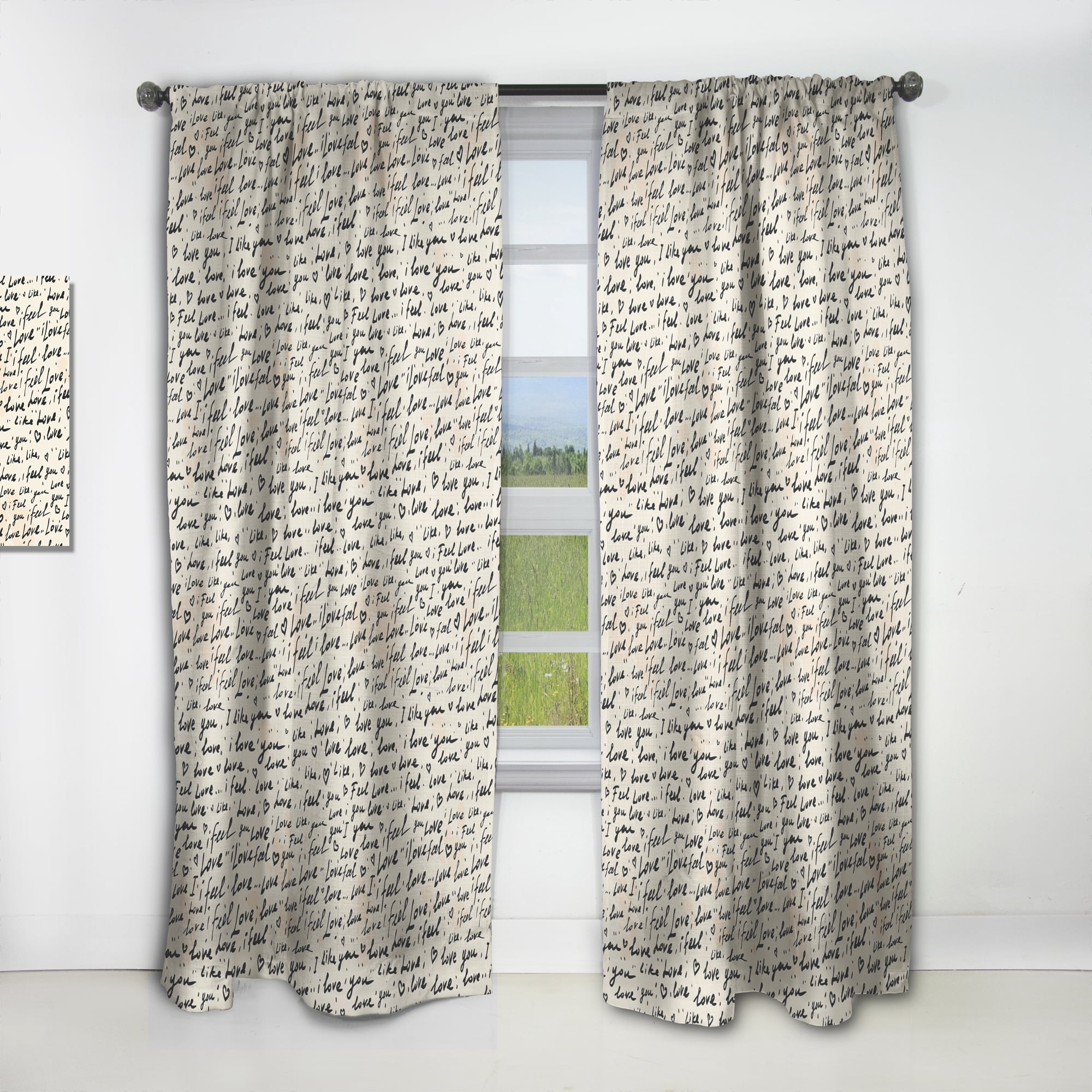 Designart 'I feel LOVE Pattern' Eclectic Curtain Panel