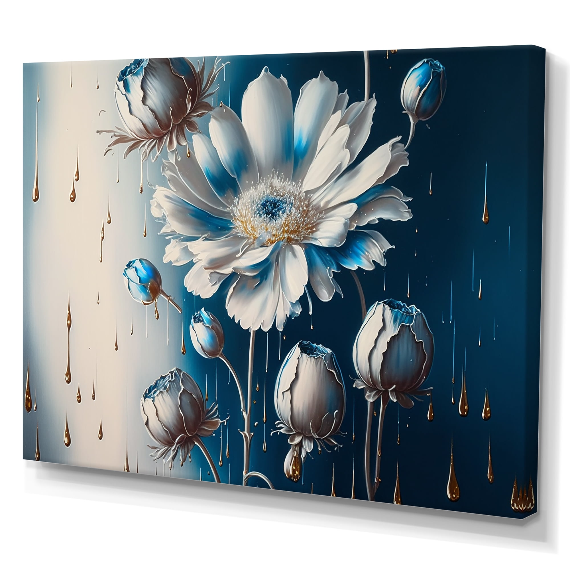 Designart Ice Blue Daisy II Canvas Wall Art